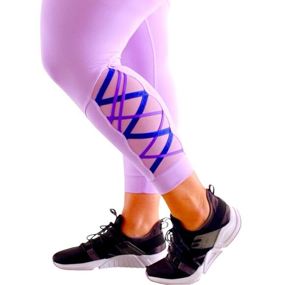 Fabletics Purple Powerhold Dynamic High Waisted Lattice 7/8 Leggings Size XXL - Picture 6 of 15